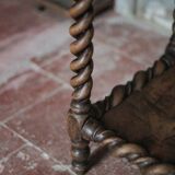 Antique turned wood bedside table with drawer, side table, nightstand