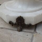 Antique luminous alabaster and bronze column