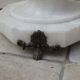 Antique luminous alabaster and bronze column