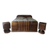 Art Deco bedroom set in walnut veneer, 1930s, set of 3