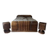 Art Deco bedroom set in walnut veneer, 1930s, set of 3