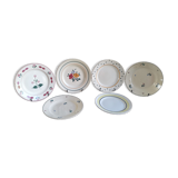 6 old flat plates mismatched Terre de Fer