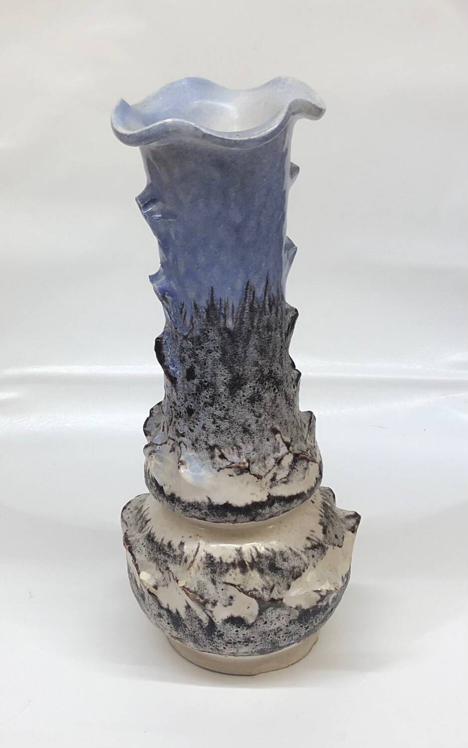 Vase fat lava blue gray Vallauris