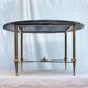 Table basse ronde en laiton doré avec un plateau en marbre dimension : hauteur -40,5cm- diamètre -69