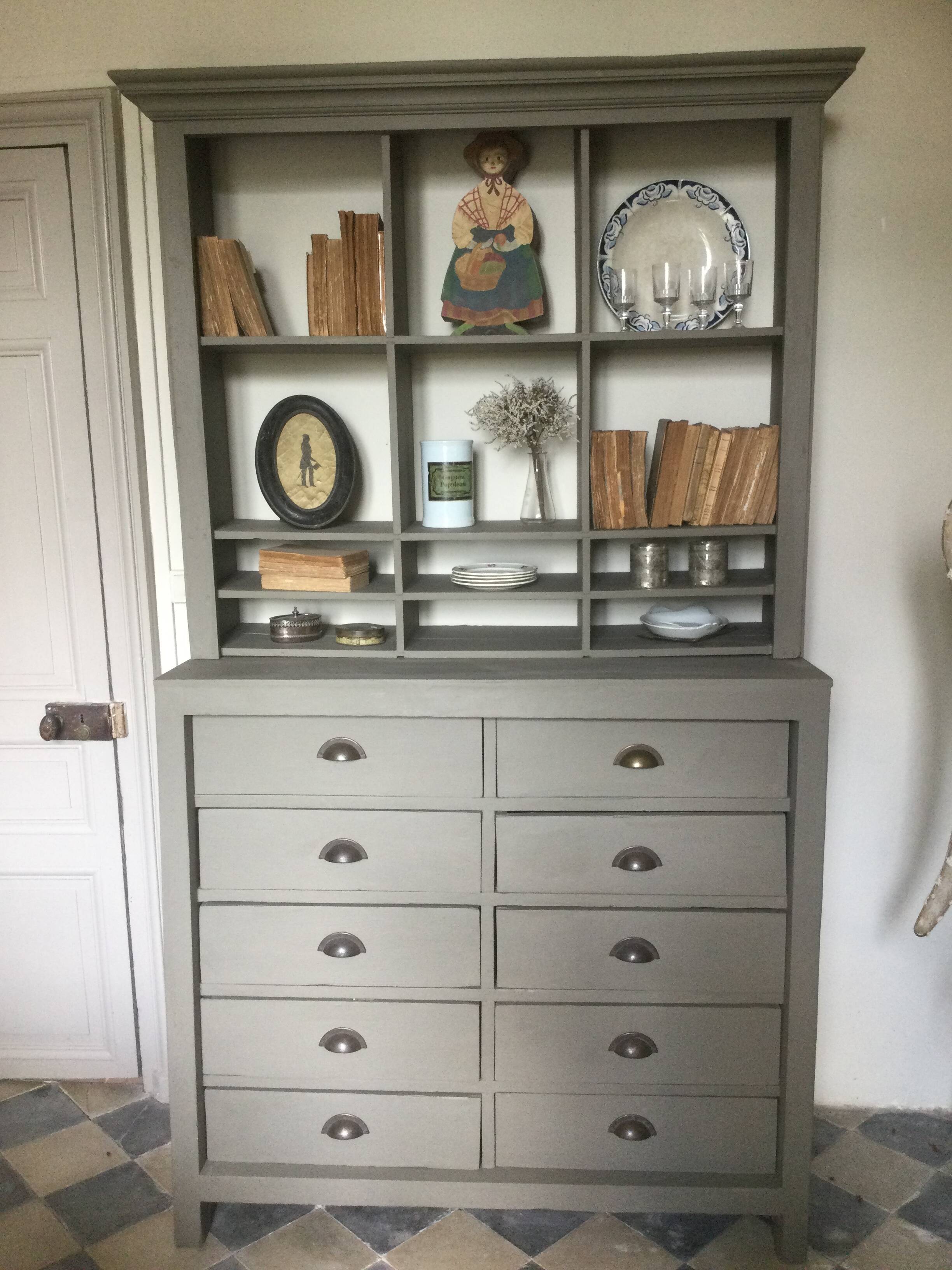 Antique bookcase with drawers