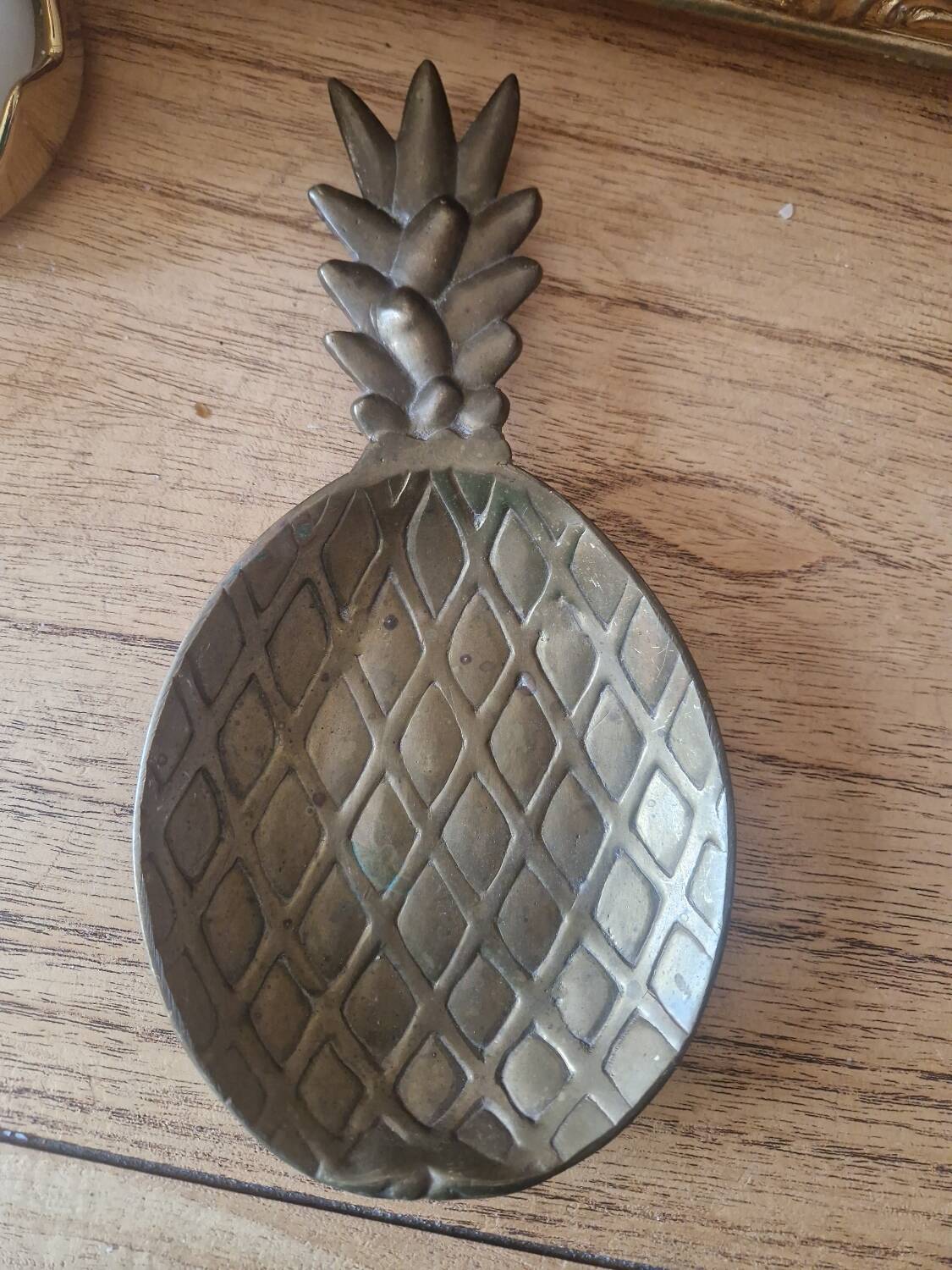 Vintage brass pineapple soap dish jewelry pocket