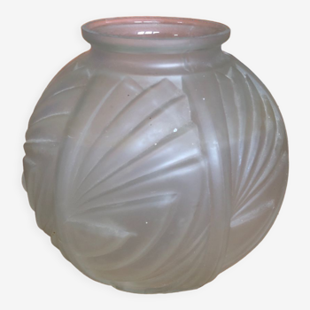 Opaque molded glass art deco ball vase