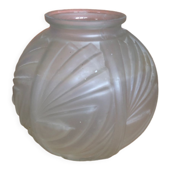 Opaque molded glass art deco ball vase