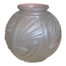 Opaque molded glass art deco ball vase