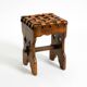 Beautiful 1940s oak stool with a seat made of leather straps