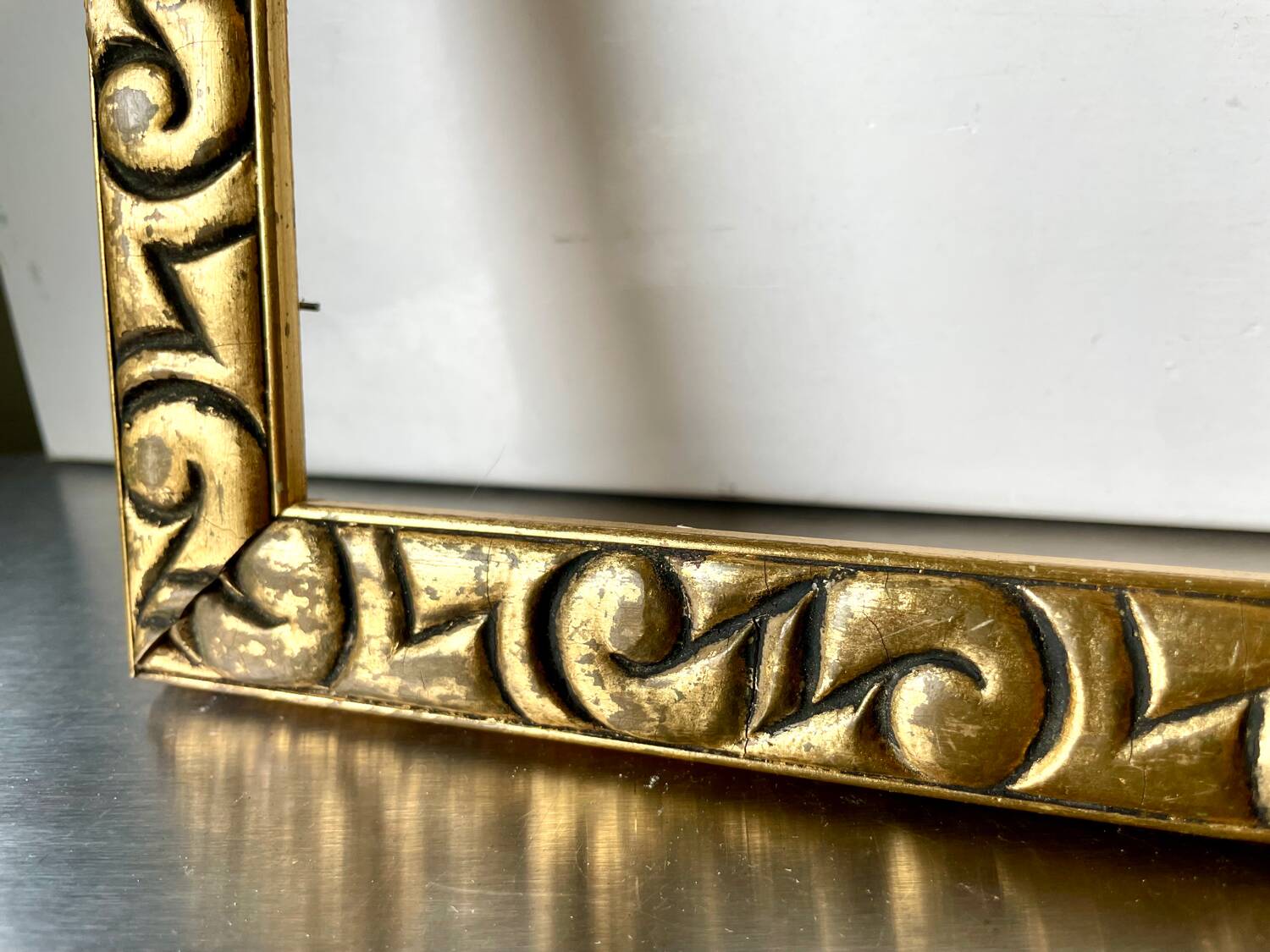 Pair of antique art nouveau gilded wooden  frames