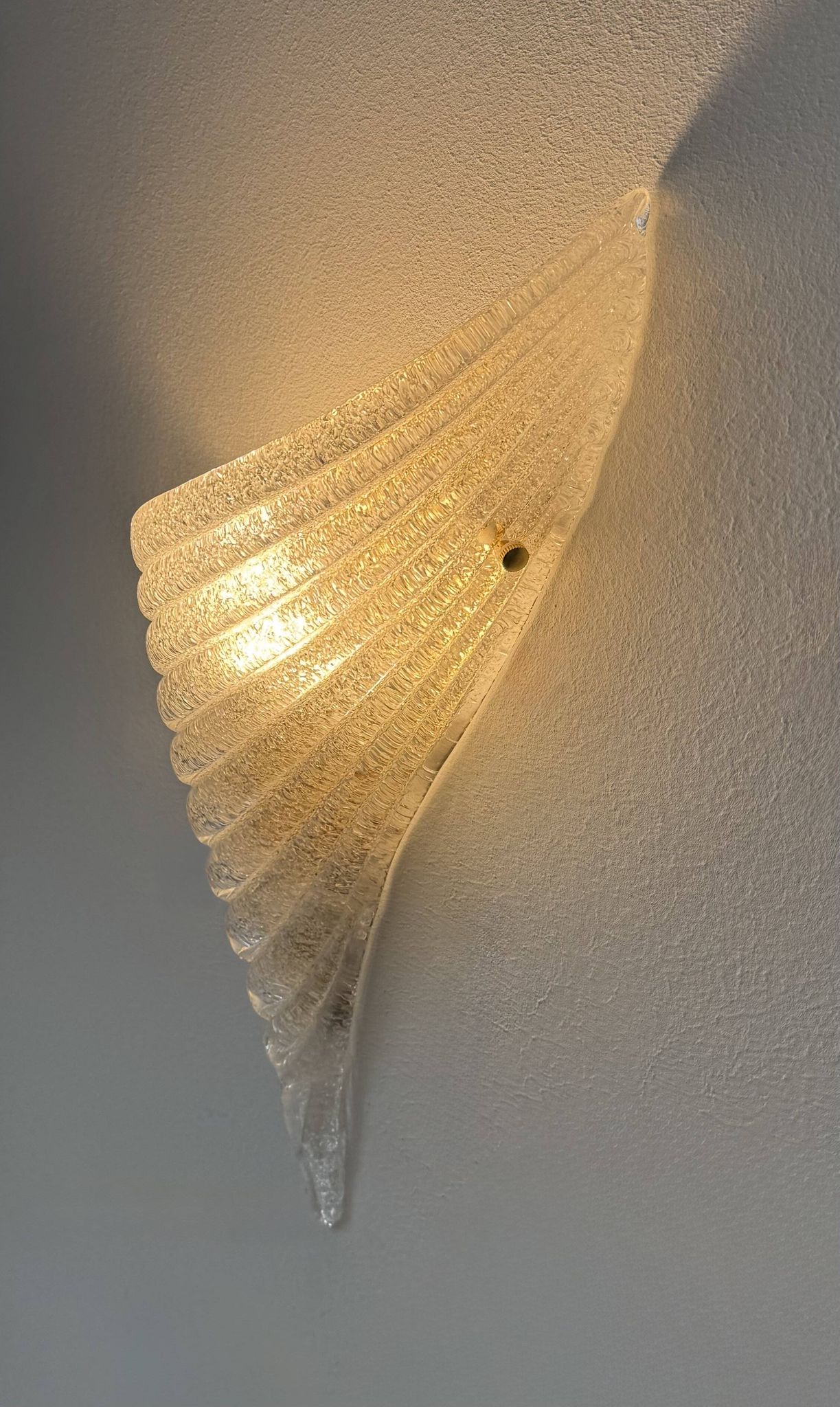 Pair of vintage pressed molded wall sconces, Murano glass, Italy, 1980