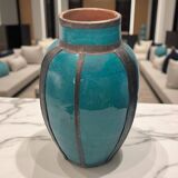 Vintage Early 20th Century Middle Eastern Ceramic Vase - Turquoise Glaze