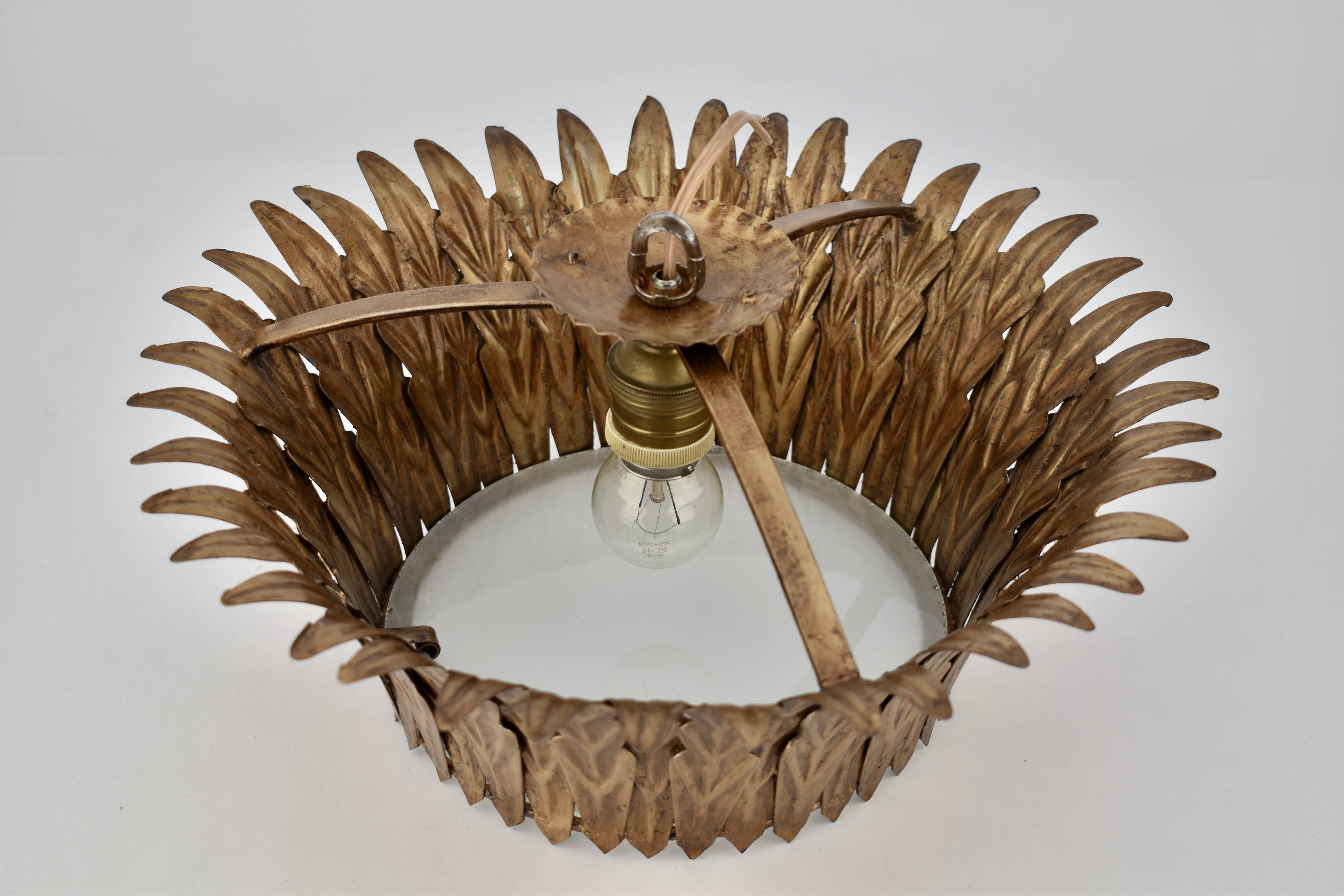 Mid-century Spanish flush mount sunburst