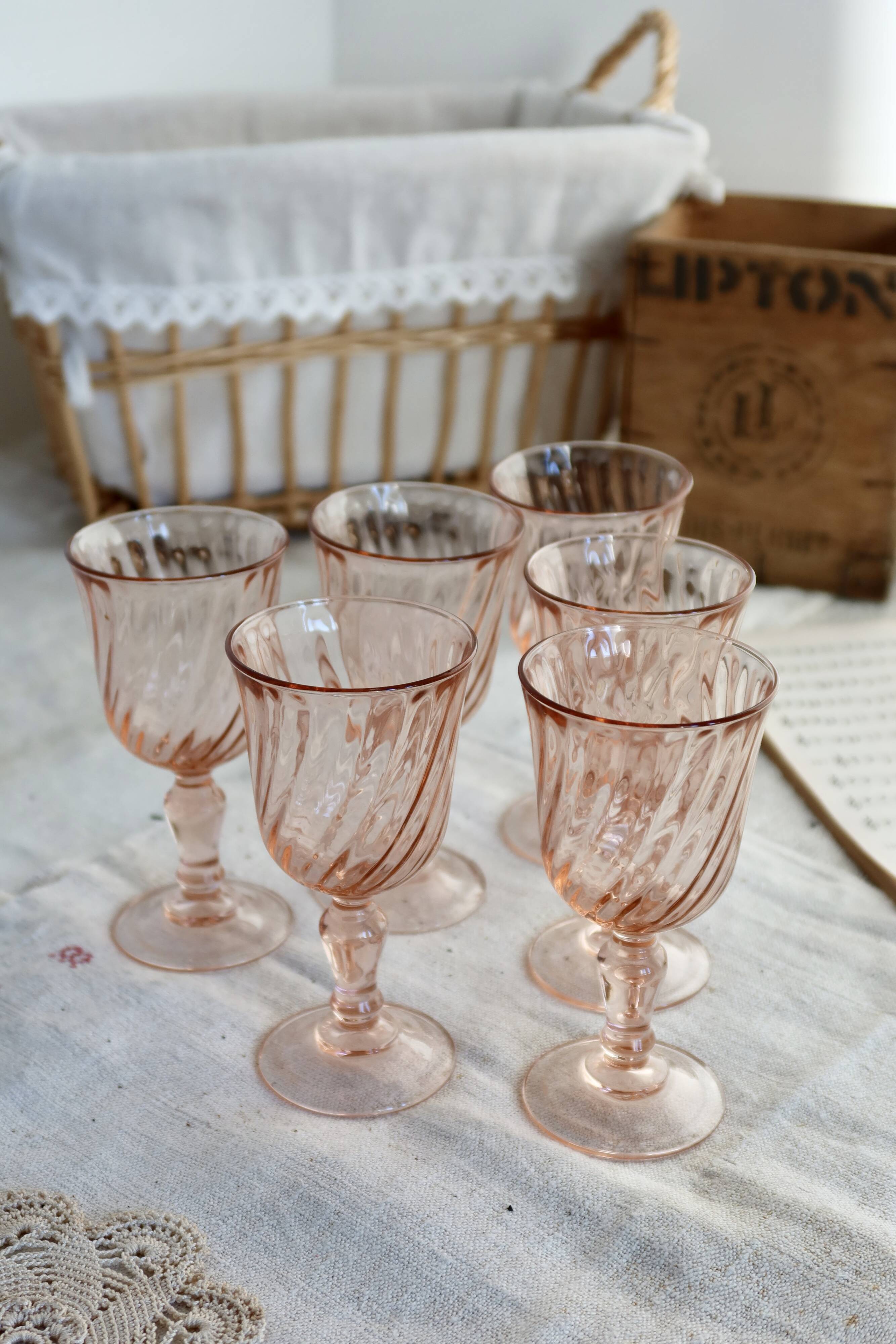 6 coupes à champagne vintage Luminarc Rosaline