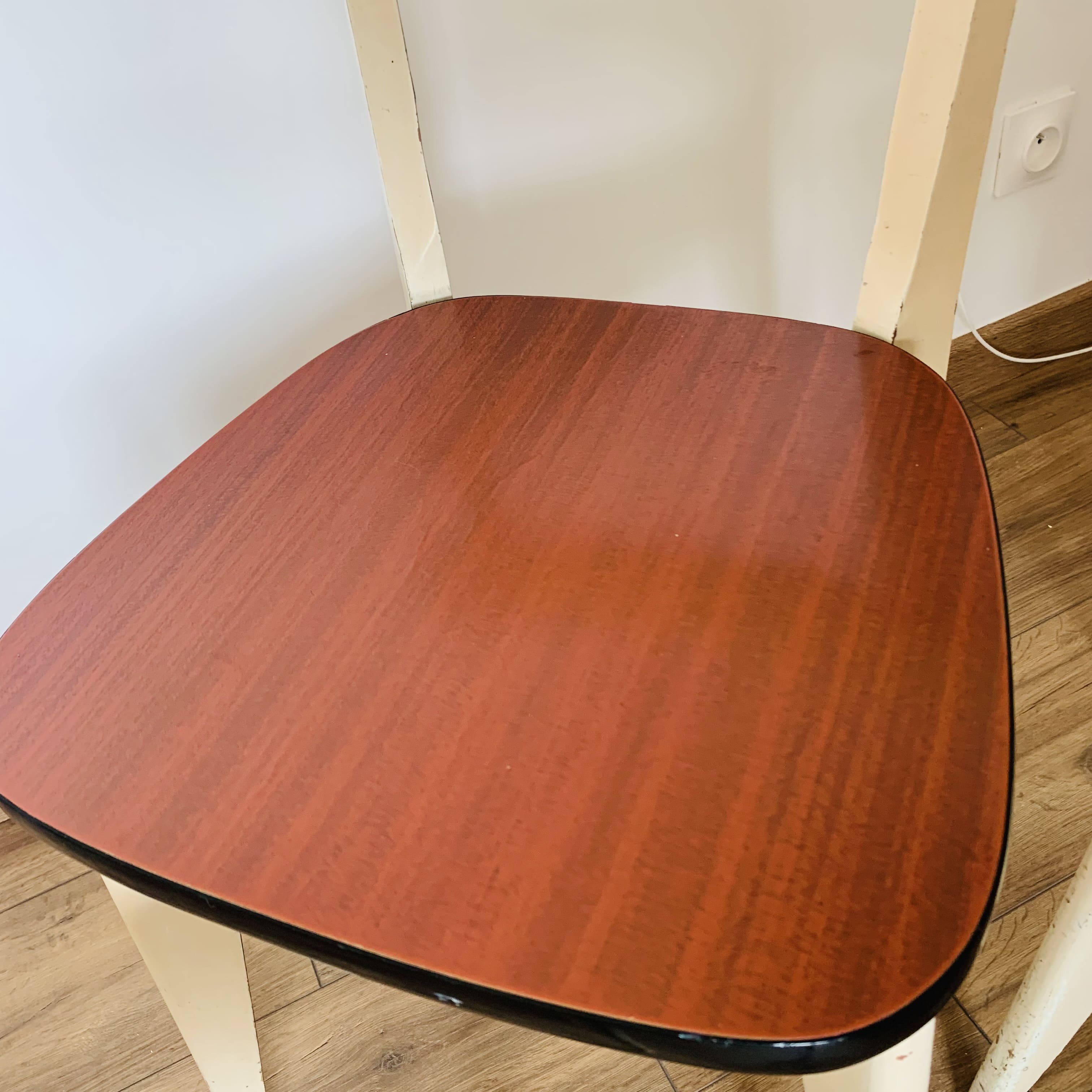 4 wooden chairs and formica kitchen
