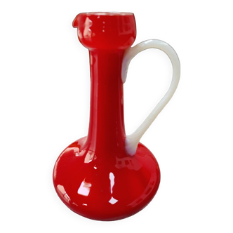 Vase florentin en opaline rouge et blanc