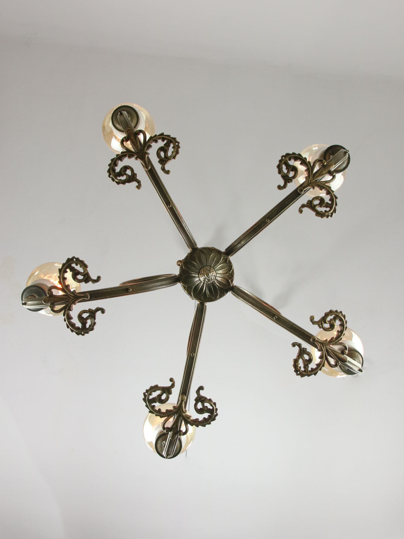 Art-deco brass chandelier, 1930s