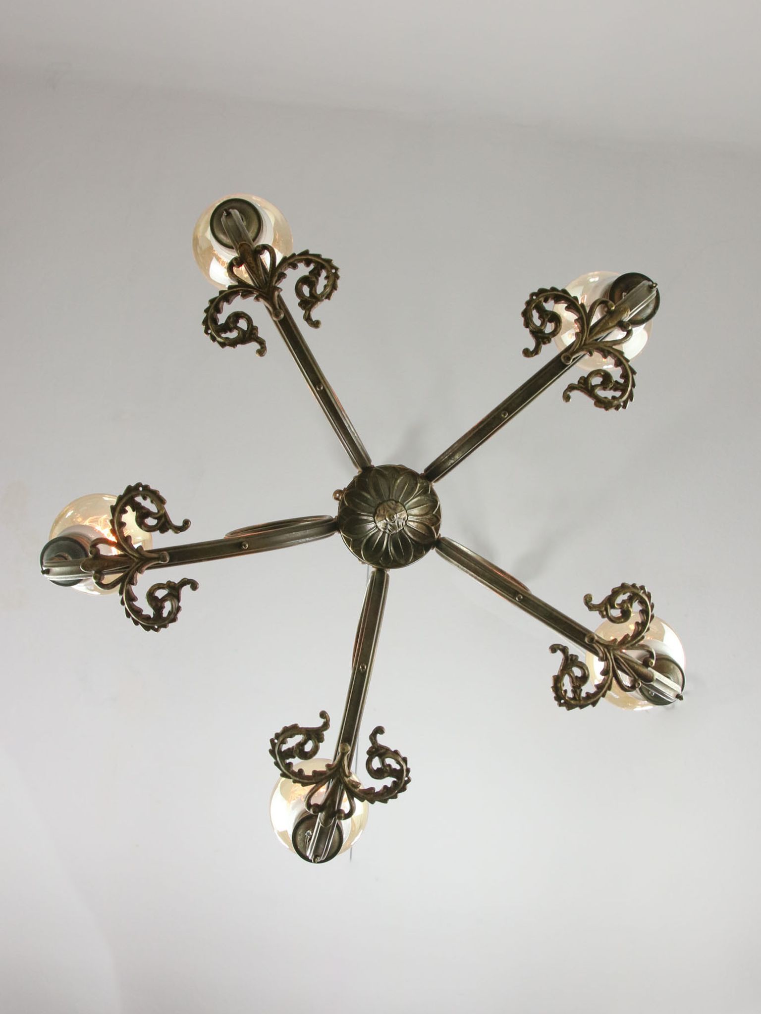 Lustre en laiton Art-déco, années 1930