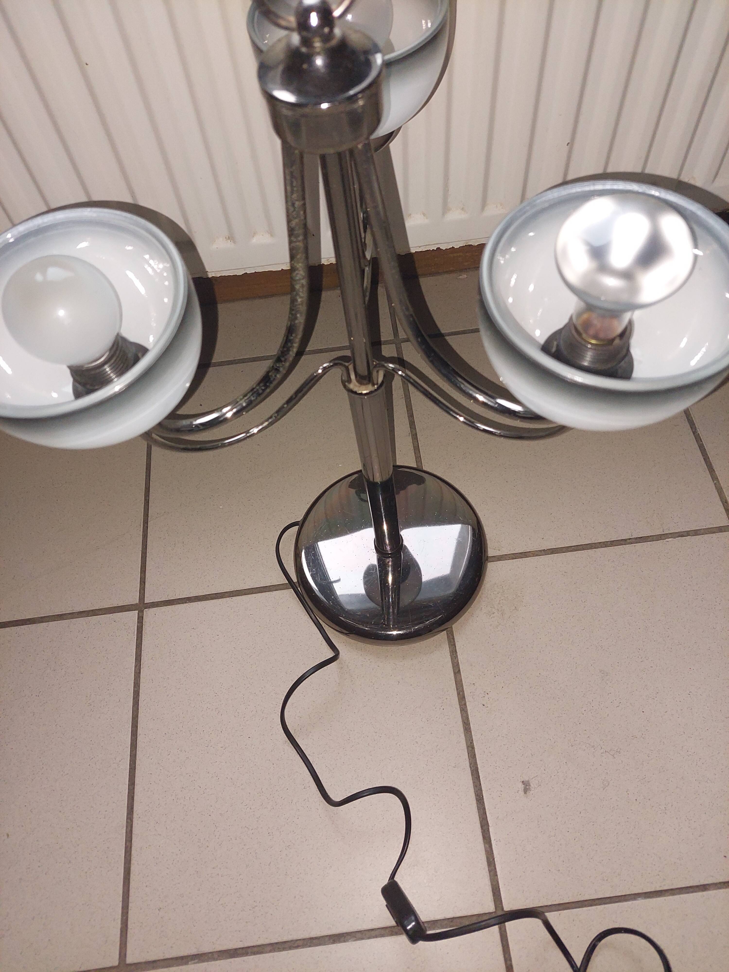 Vintage chromed metal table lamp used