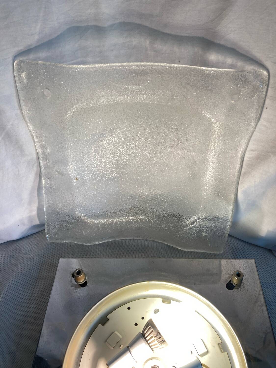 Vintage 70's wall light in white Murano glass