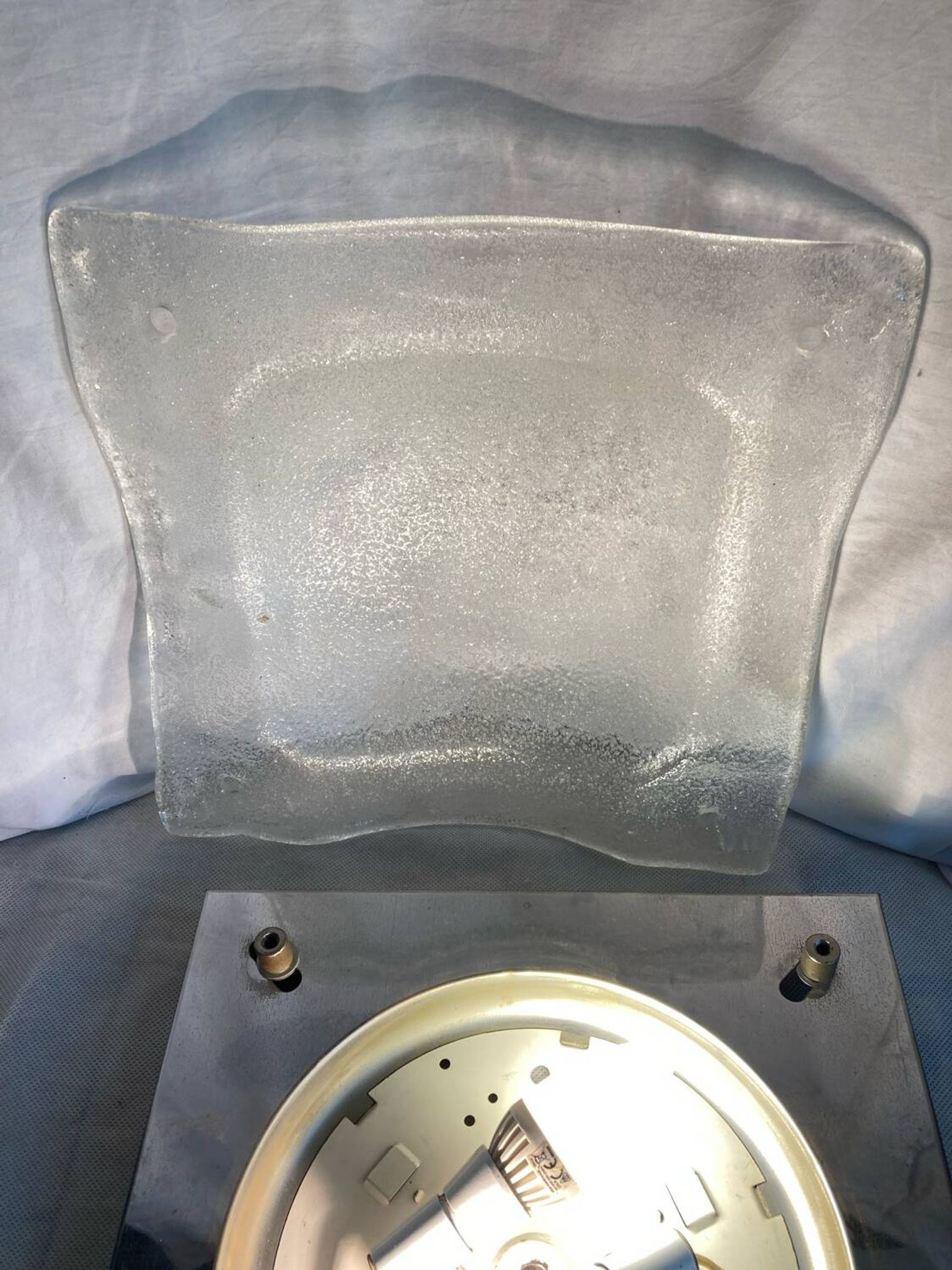 Vintage 70's wall light in white Murano glass