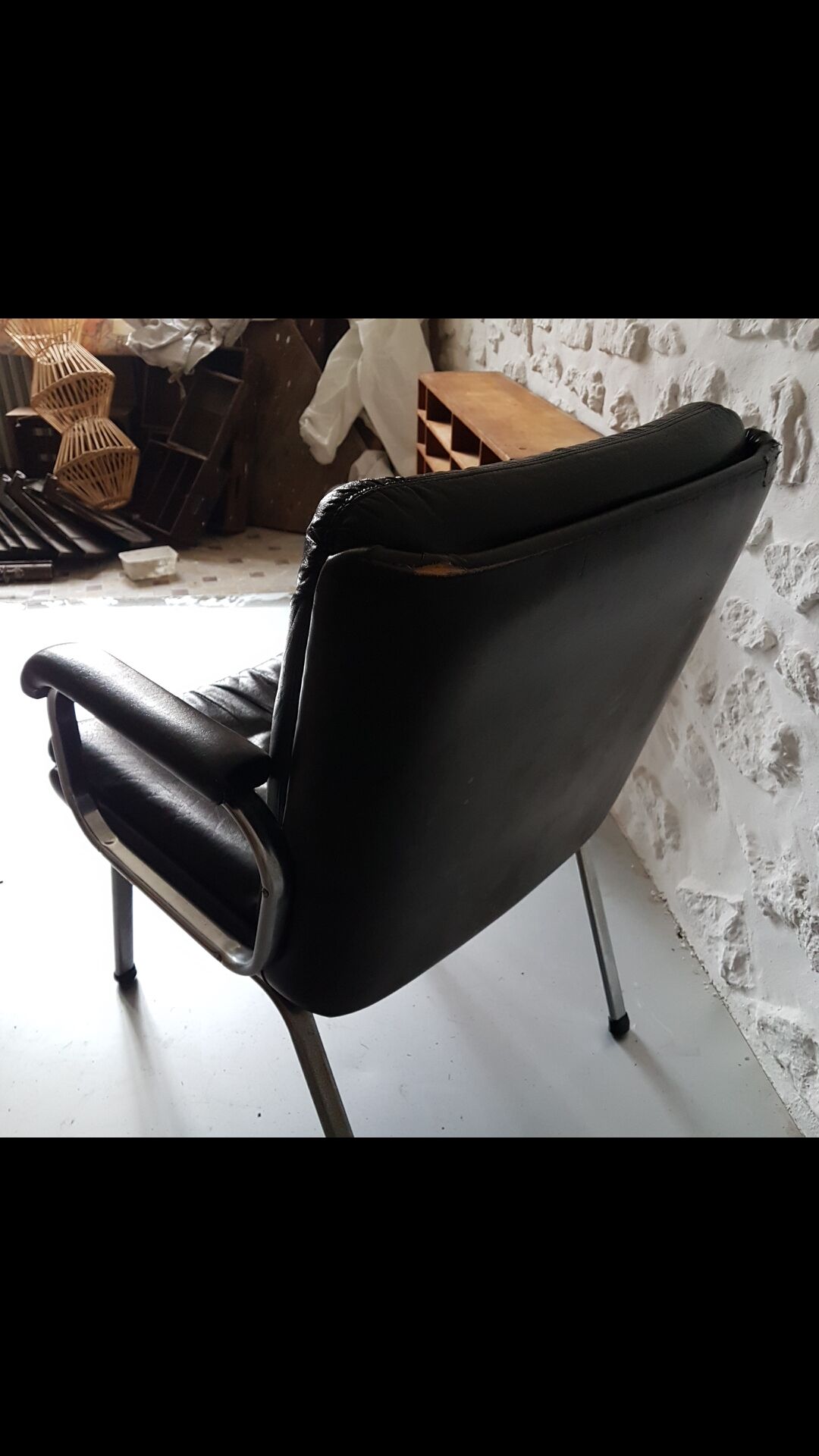 Chrome and black office armchair