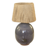 Signed ceramic lamp, rope lampshade
