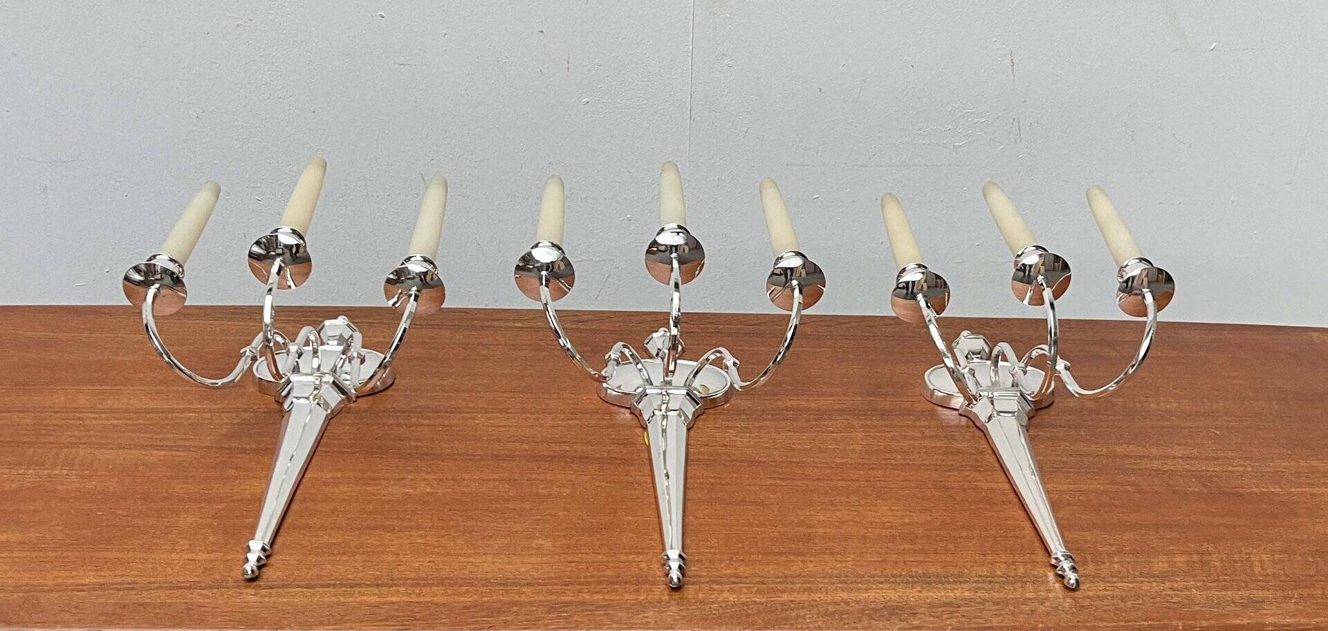 Vintage Italian neoclassical wall sconces in Hollywood Regency style, set of 3.