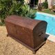 19th-century curved antique wooden chest