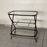Cesare Lacca 1950 Italian Bar Cart with Brass Wheels