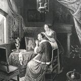 Gérard dou, la dame à sa toilette, gravure, xixème siècle