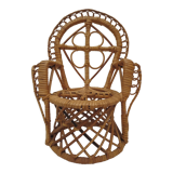 Fauteuil de poupée  en osier clair