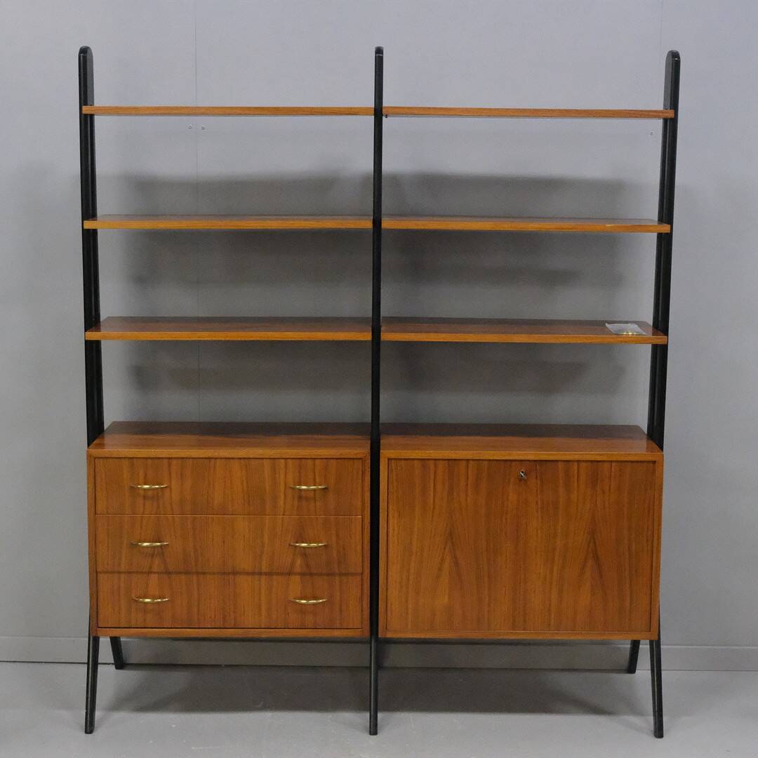 Vintage double multifunction teak bookcase 1960s sweden