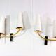 Paire d'appliques doubles en laiton et opaline, Maison Arlus, France, Mid-Century