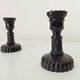 Pair of vintage 60s candlesticks in black opaline