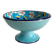 Petite coupe sur pied en émaux de Longwy "Florence" bleue