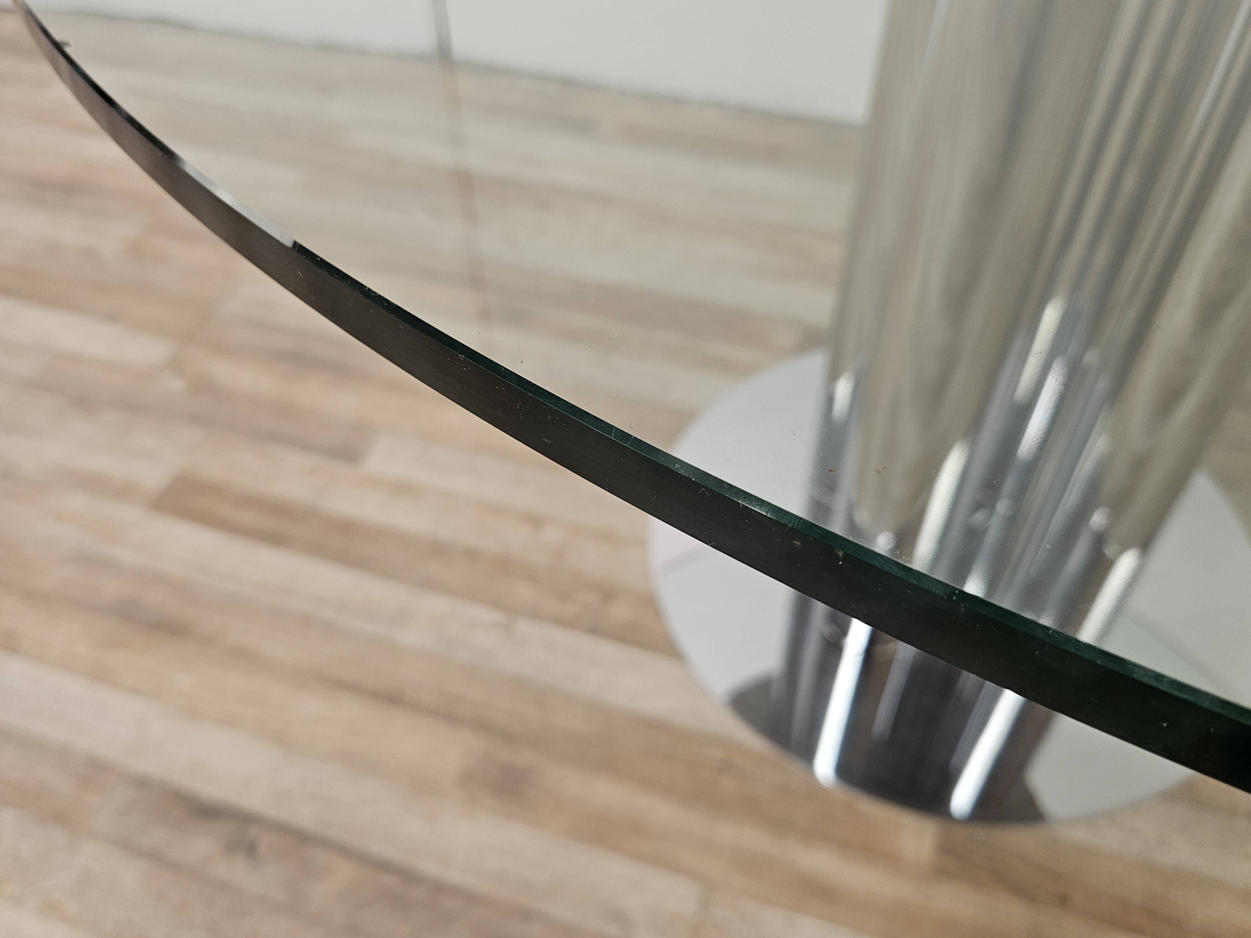 Vintage 70's metal table with round glass top