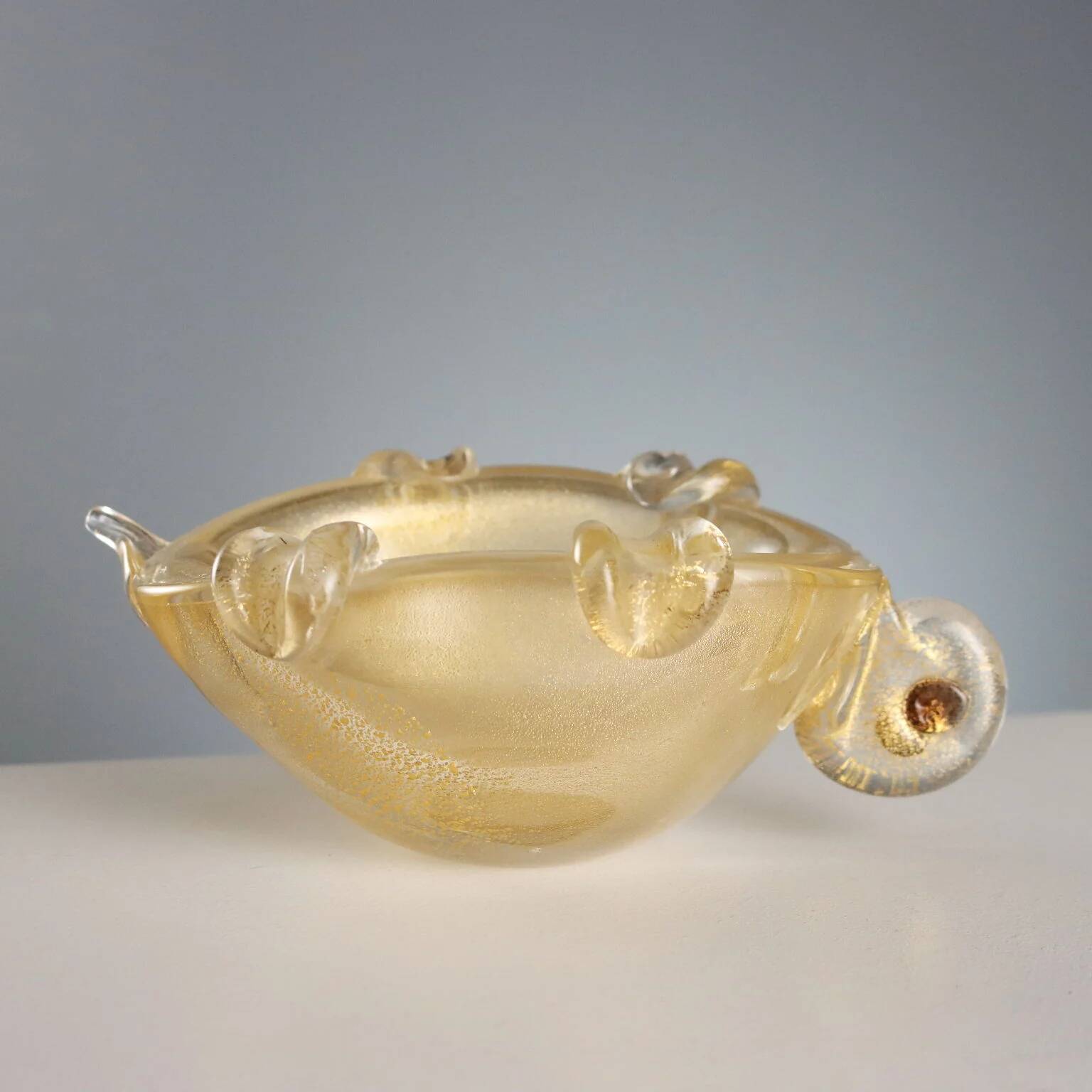 Cendrier en verre en forme de tortue, fabrication Murano, vintage XXe siècle