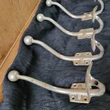Set of 4 Vintage double coat hooks in chrome metal