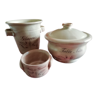 Set 3 pieces in stoneware for vintage aperitif