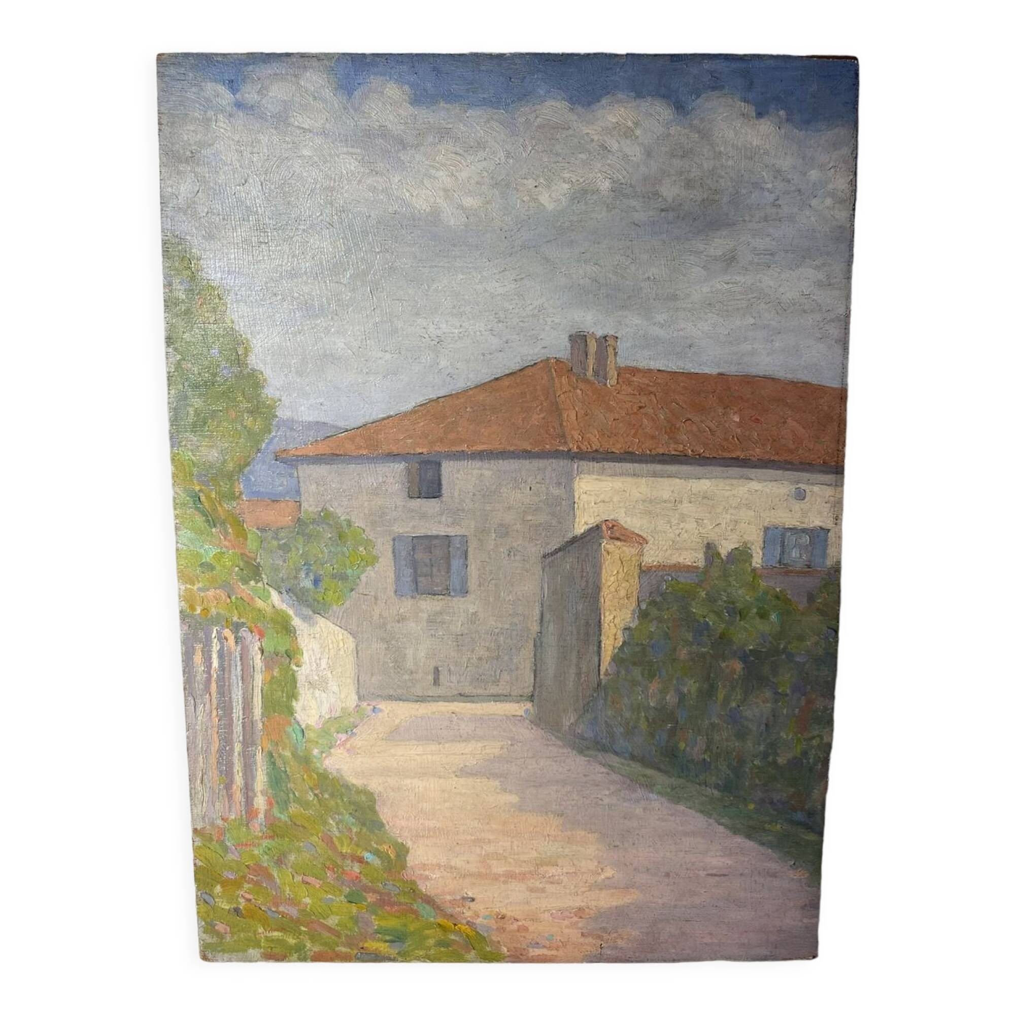 Painting landscape stamp of the artist's studio circa 1940