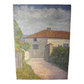 Painting landscape stamp of the artist's studio circa 1940