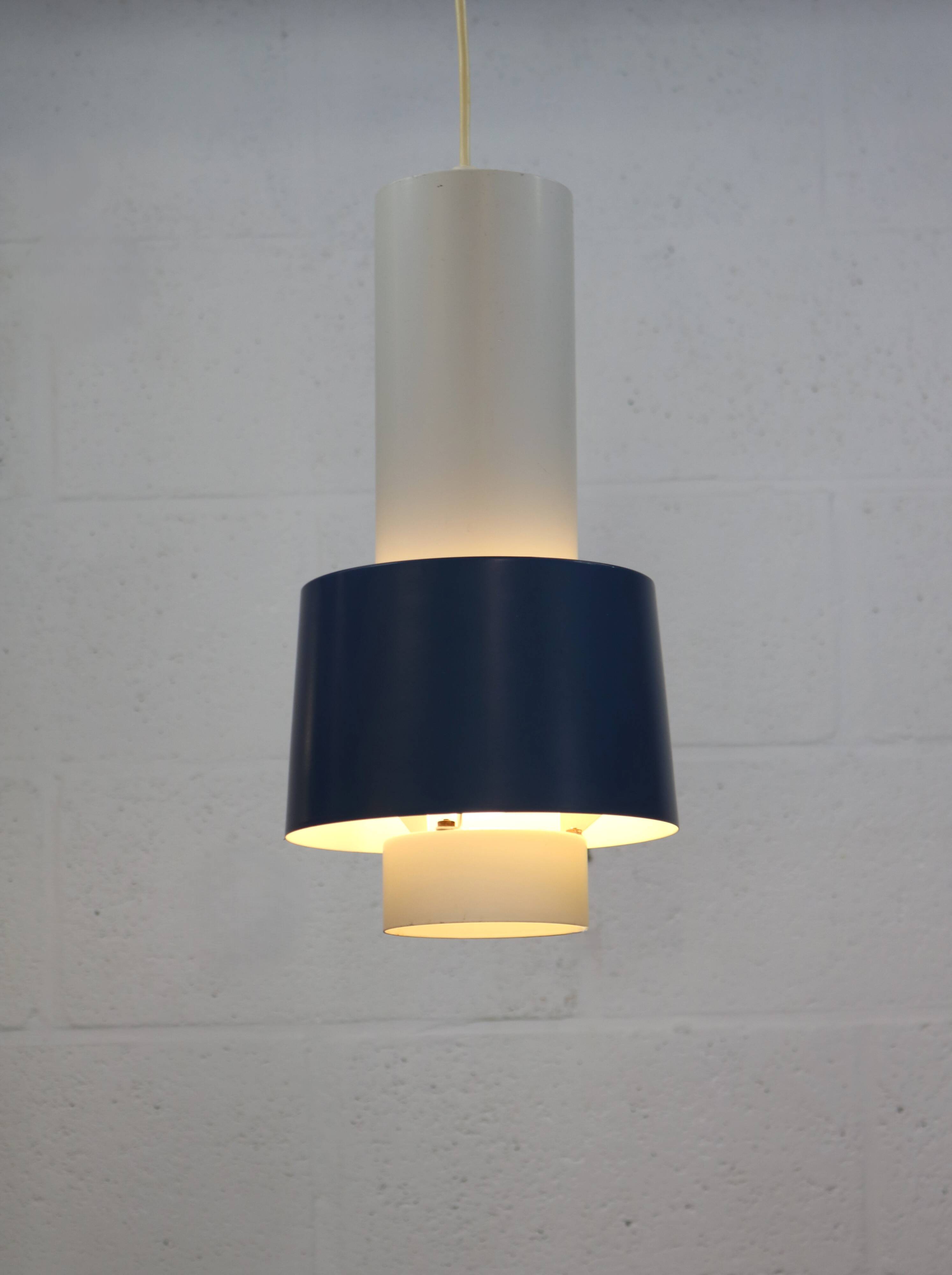 Old Danish design lamp in white/gray and blue colours - Denmark 60's