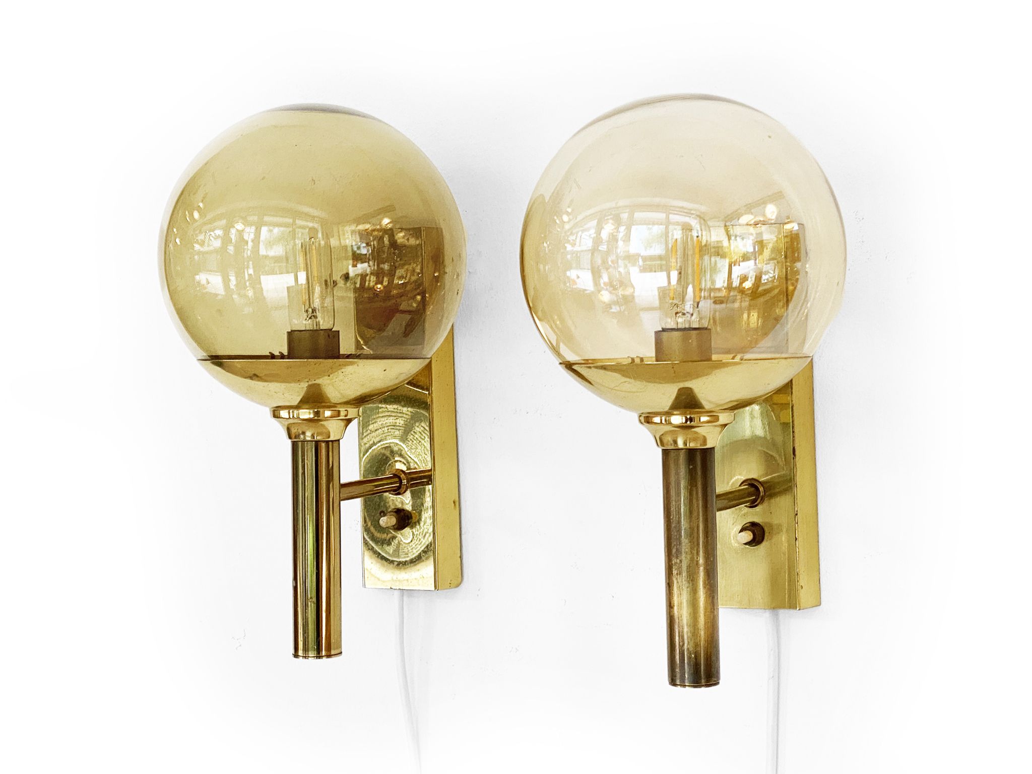 Pair of wall lights/sconces by Svend Mejlstrøm for Mejlstrøm Belysning. Denmark 1960s