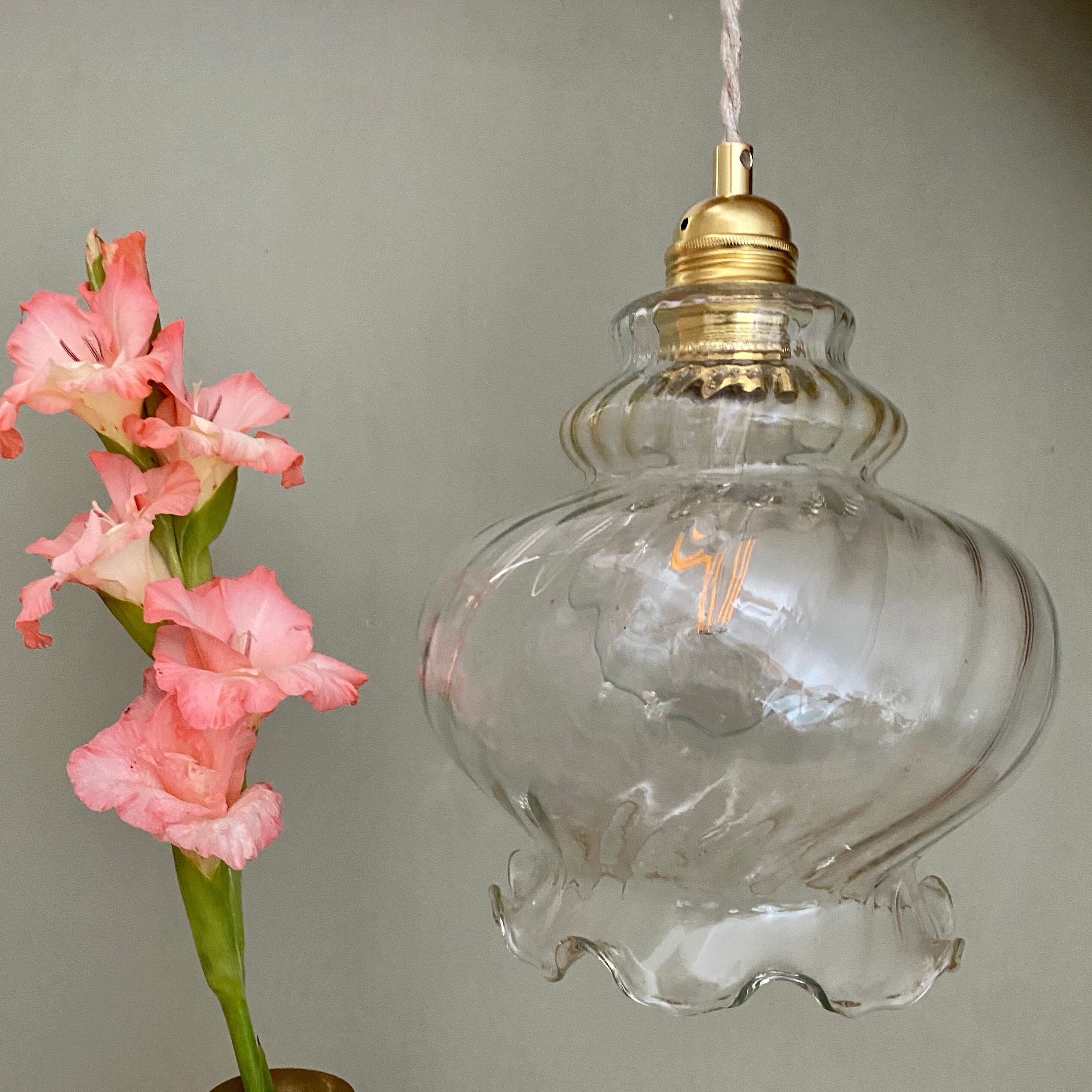 Vintage glass globe pendant lamp
