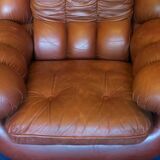 Large Italian leather lounge chair, 1970s