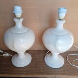 2 pieds de lampe balustre en albâtre, 1970