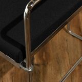 Four armchairs in tubular metal and black fabric 1990