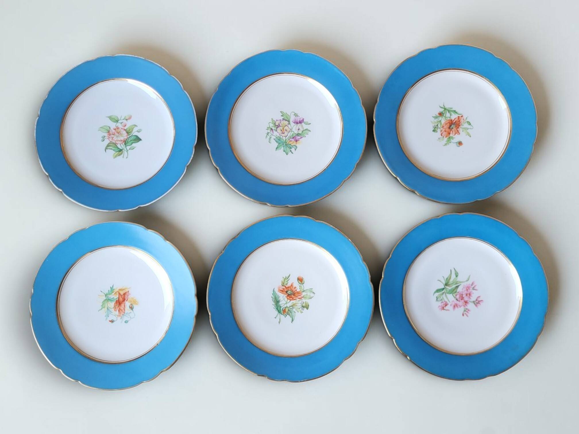 6 dessert plates in porcelain Old Paris 19th century
